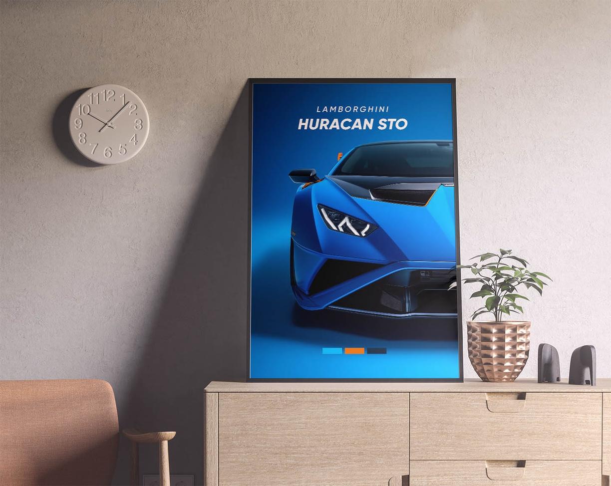 Lamborghini Huracan STO blue - Sport Car Poster Print | Architeg